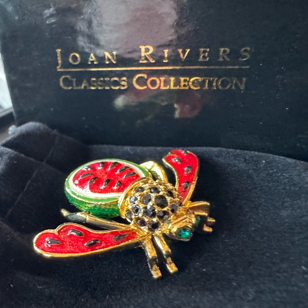 Joan Rivers Vintage Watermelon Bee Brooch - Picture 2 of 6
